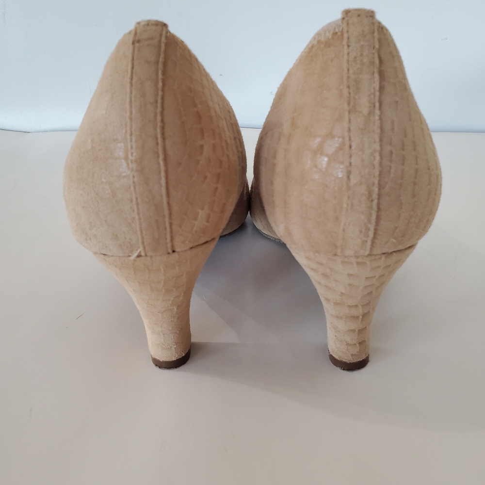 ROS HOMMERSON Sz 9 KARAT Nude Croc Leather Upper Pumps 2.5" Heel Comfort Office - Picture 5 of 15